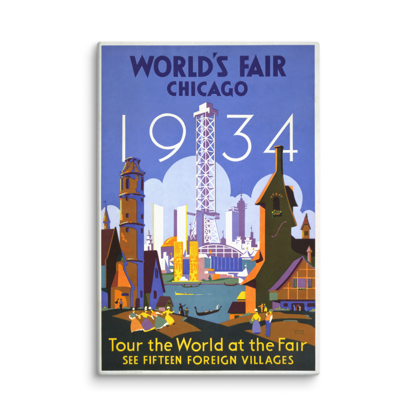 1934 Chicago World's Fair Travel Poster Canvas Art (16" x 24")