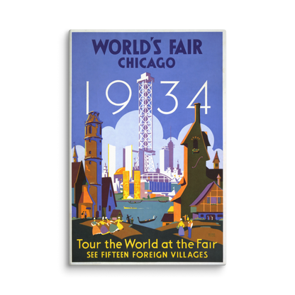 1934 Chicago World's Fair Travel Poster Canvas Art (16" x 24")