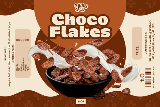 Customizable Pre-Designed Label for Choco Flakes – Ideal for Short-Run Samples & Testing