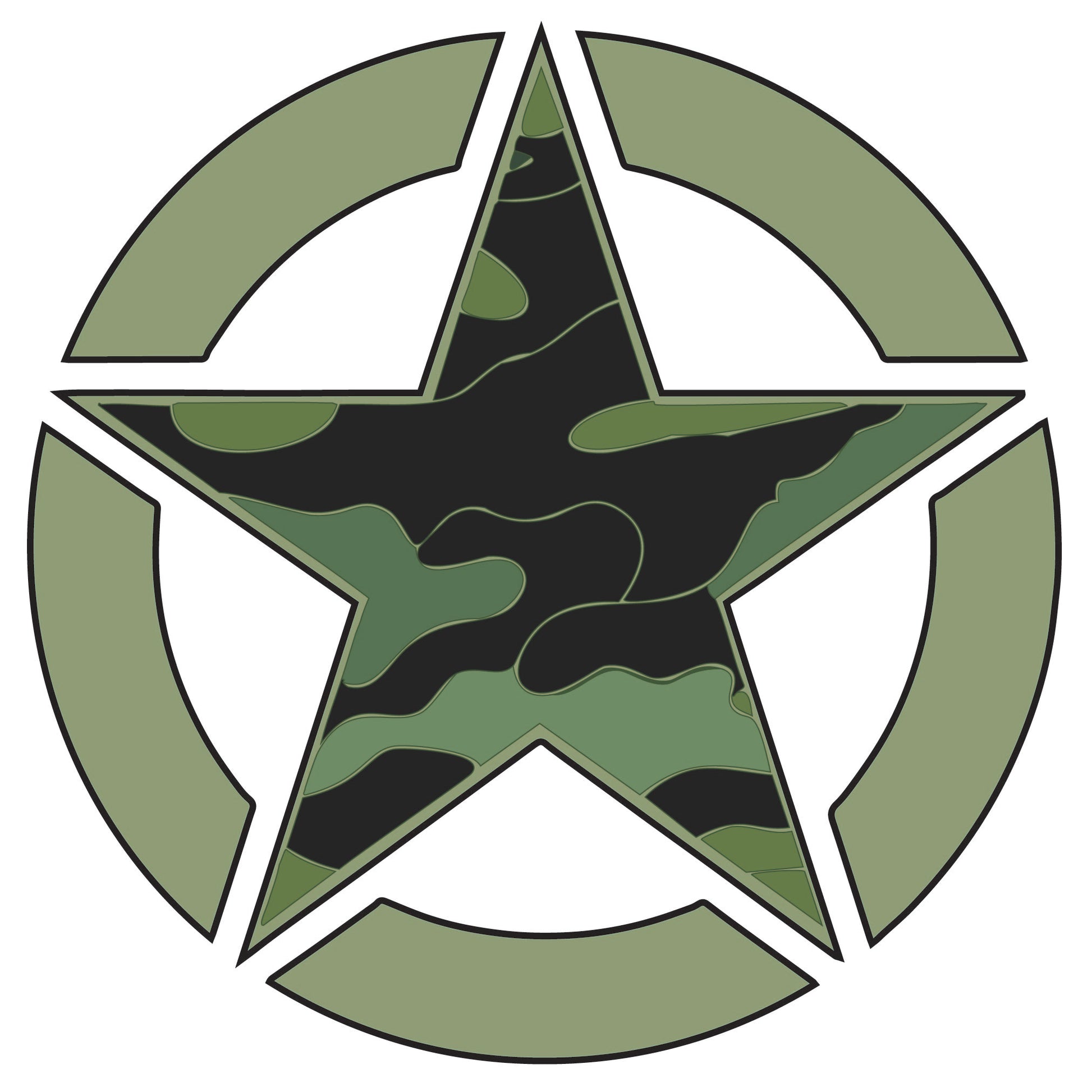 Camouflage Star Decal Kit (Set of 2) for Jeep Truck Car - Military Style Army Logo Sticker - luxlabellabs.com