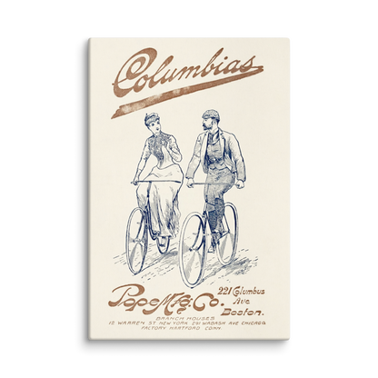 Columbias Vintage Bicycle Advertisement Poster Canvas Print (16" x 24") - luxlabellabs.com