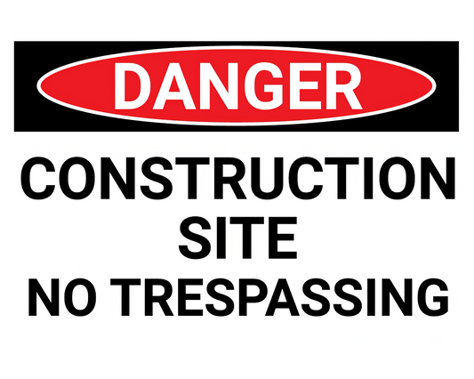 Danger Construction Site Sign - No Trespassing | Heavy-Duty Aluminum Safety Sign | Weatherproof Outdoor Use