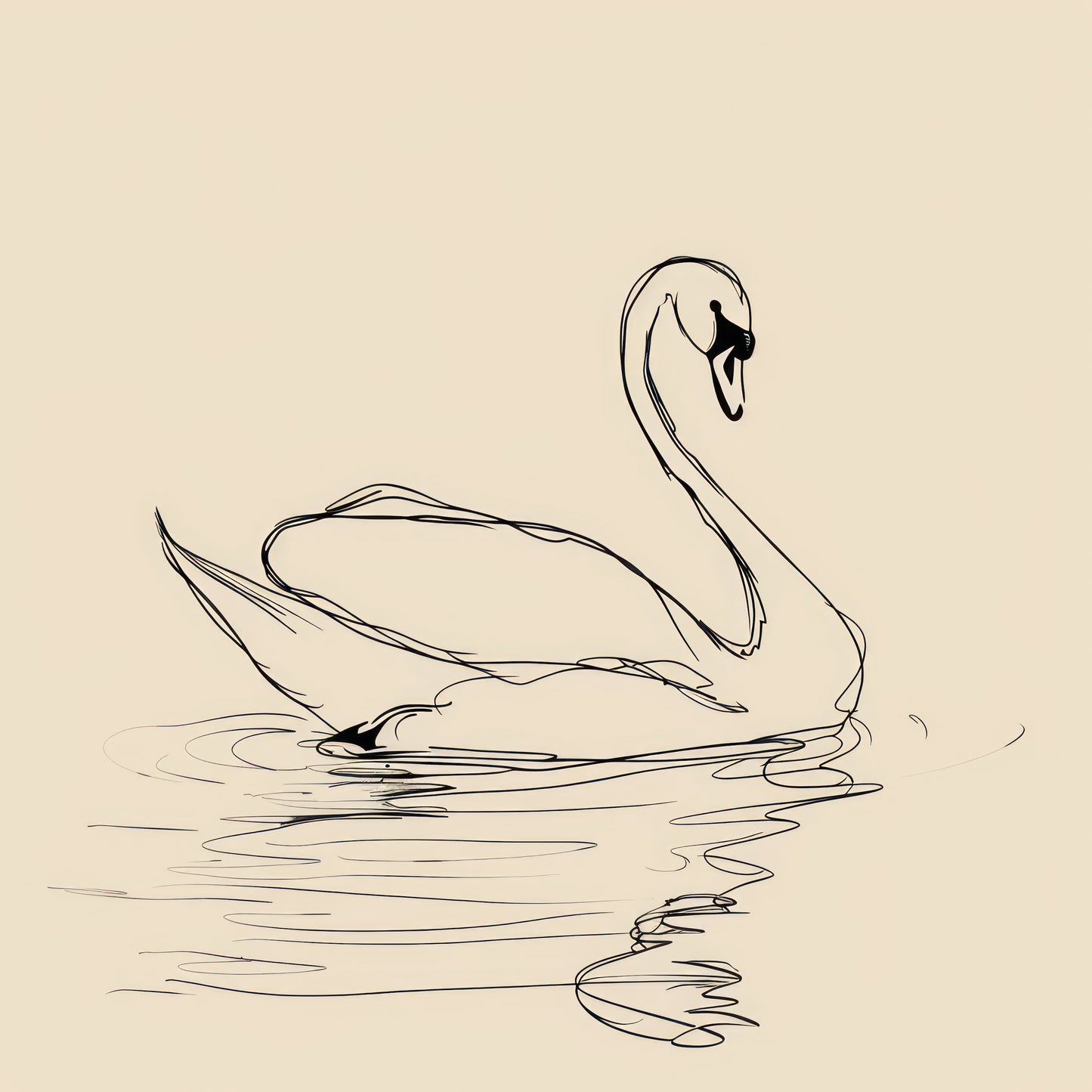 Elegant Swan on Water Sketch – Boho Art Collection | Lux Label Labs