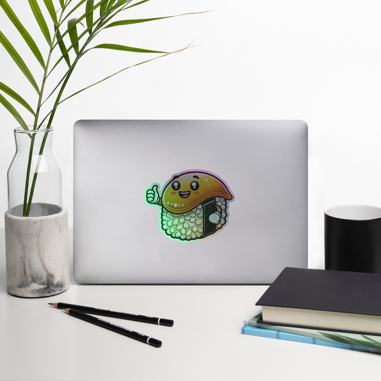 Holographic Kawaii Sushi Vinyl Sticker – Cute, Shiny, and Perfect for Your Car or Planner! - luxlabellabs.com