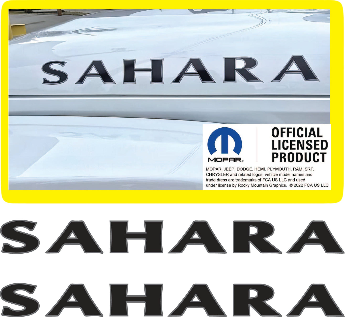 Jeep Sahara Side Hood Lettering Vinyl Decal - Premium Gloss Finish