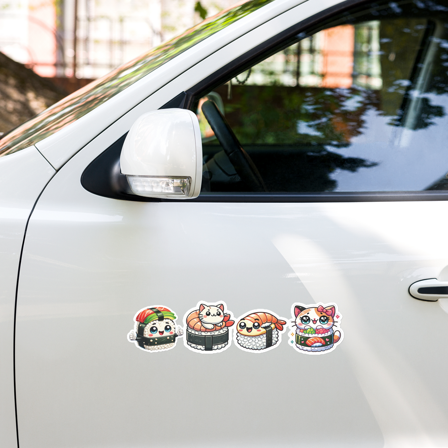 Kawaii Cat Sushi Car Decal Sticker Collection – Perfect for Bumpers, Windows & Doors