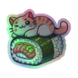 Vibrant Holographic Sushi Cat Sticker – Perfect for Laptop, Journal, and Water Bottle Décor!