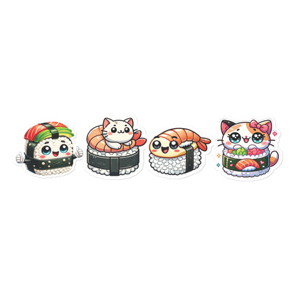 Kawaii Cat Sushi Car Decal Sticker Collection – Perfect for Bumpers, Windows & Doors