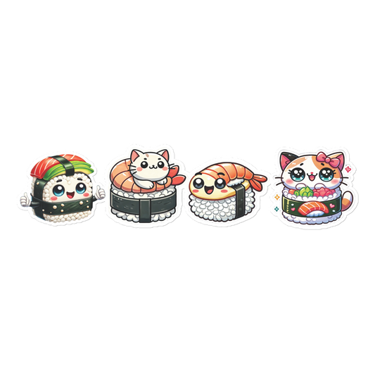 Kawaii Cat Sushi Car Decal Sticker Collection – Perfect for Bumpers, Windows & Doors