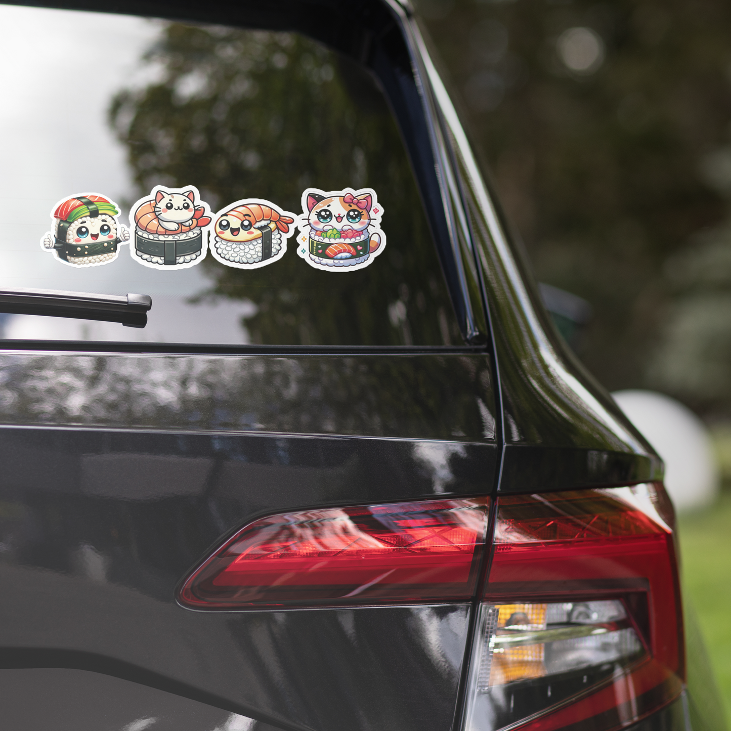 Kawaii Cat Sushi Car Decal Sticker Collection – Perfect for Bumpers, Windows & Doors