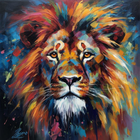 Expressionist Lion Framed Print: Majestic 18"x24" Wildlife Art