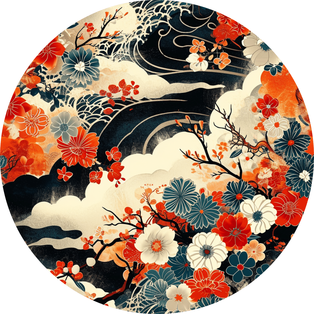 East Asian Elegance Circular Wall Mural - Lux Label Labs | Cultural Sophistication