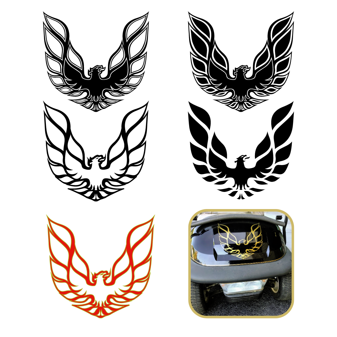 Phoenix Firebird Golf Cart Decal Kit - Premium Quality from Lux Label Labs