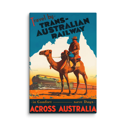 Trans-Australian Railway Vintage Travel Poster 16" x 24" Canvas Art Piece - luxlabellabs.com