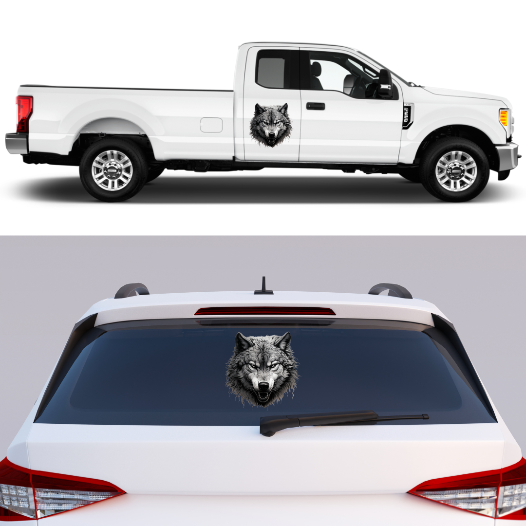 Alpha Wolf Decal – Bold Custom Wolf Head Truck Vinyl Graphic - luxlabellabs.com