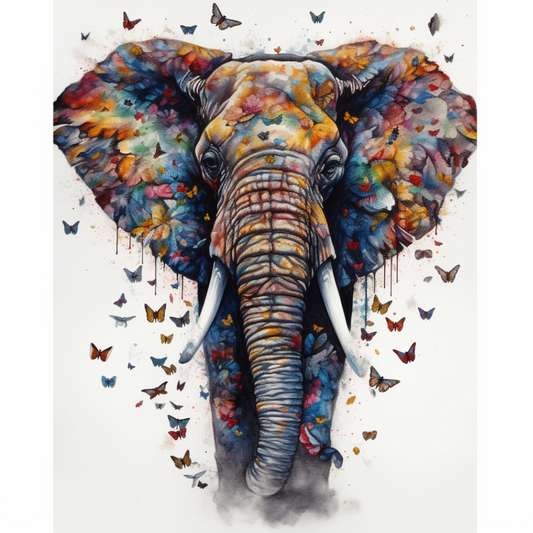 Watercolor Elephant Art: 18x24 Framed Canvas for Enchanting Home Decor
