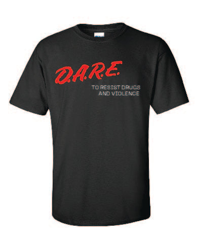 Vintage D.A.R.E. 1980s T-Shirt – Black, "To Resist Drugs and Violence" Logo - luxlabellabs.com