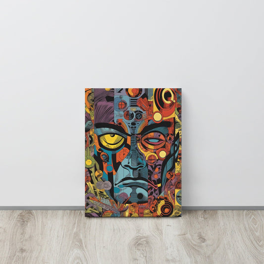 Cyber Mosaic Face - Vibrant Abstract Art Print for Modern Home Decor