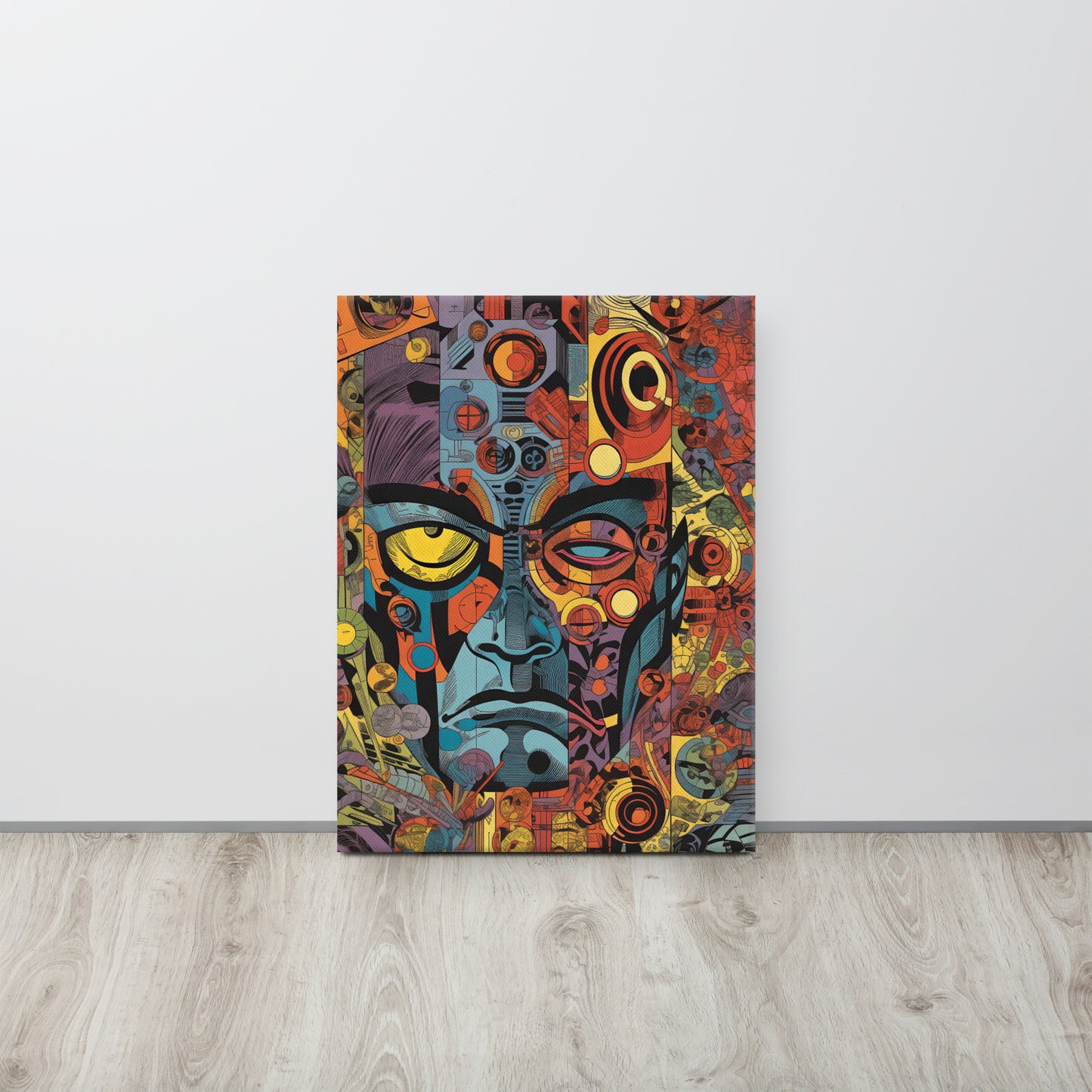 Cyber Mosaic Face - Vibrant Abstract Art Print for Modern Home Decor