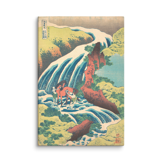 Japanese Ukiyo-e Waterfall Canvas Art Print (16" x 24")