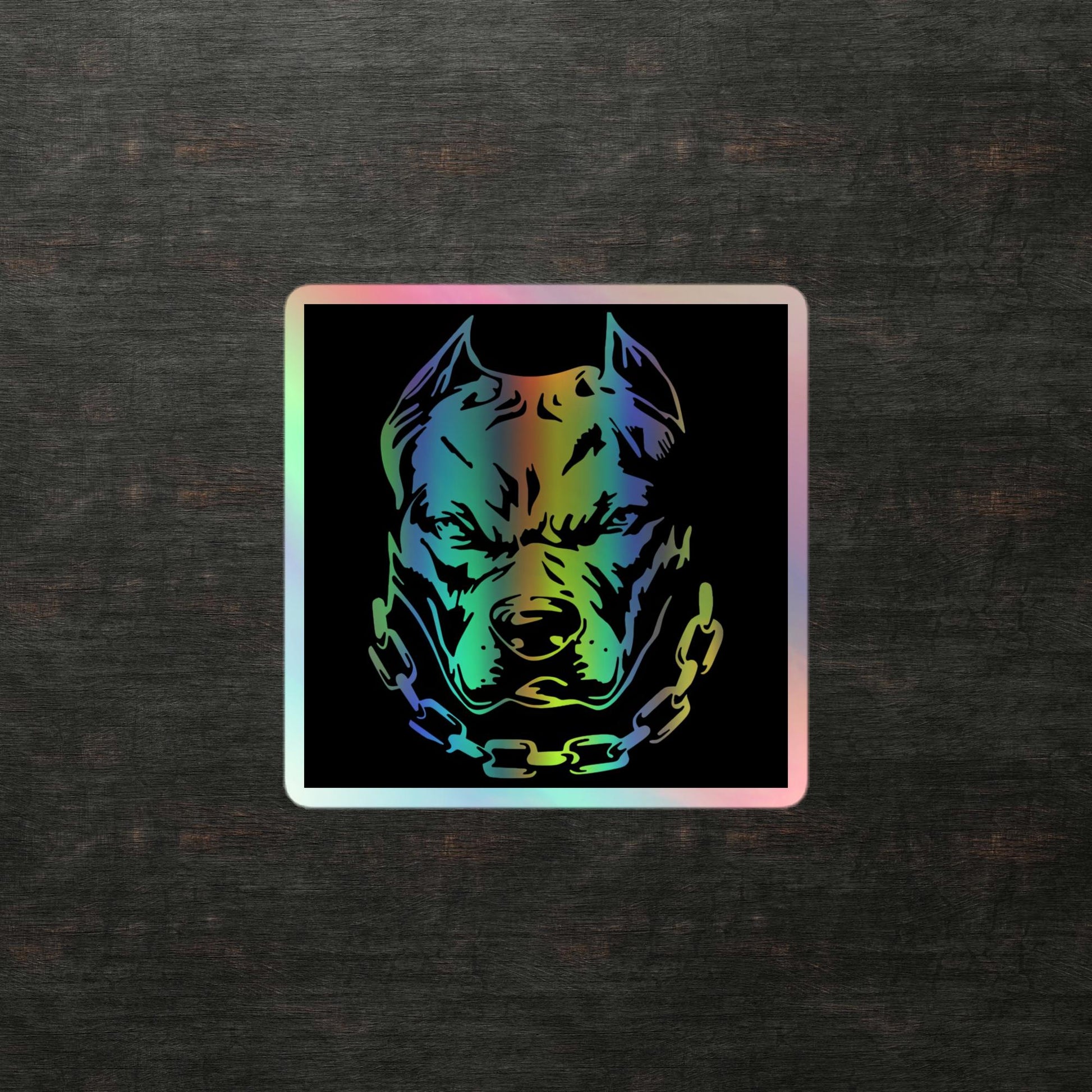 Holographic Pitbull Decal - Durable and Eye-Catching - luxlabellabs.com