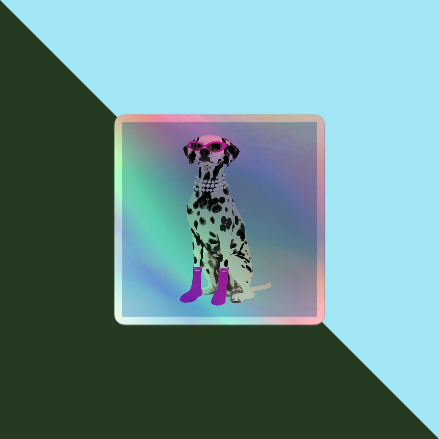 Dalmatian Dog Art Holographic Decal Stickers - Sparkling Canine Charm - luxlabellabs.com