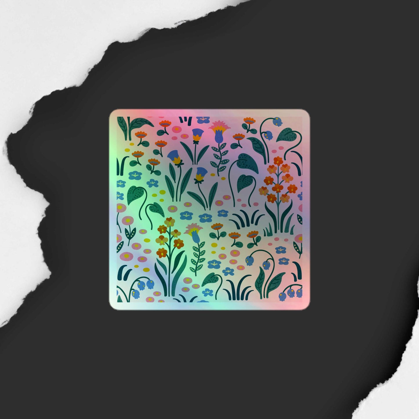 Floral Pattern Holographic Decal Stickers - Add Sparkle to Your Space