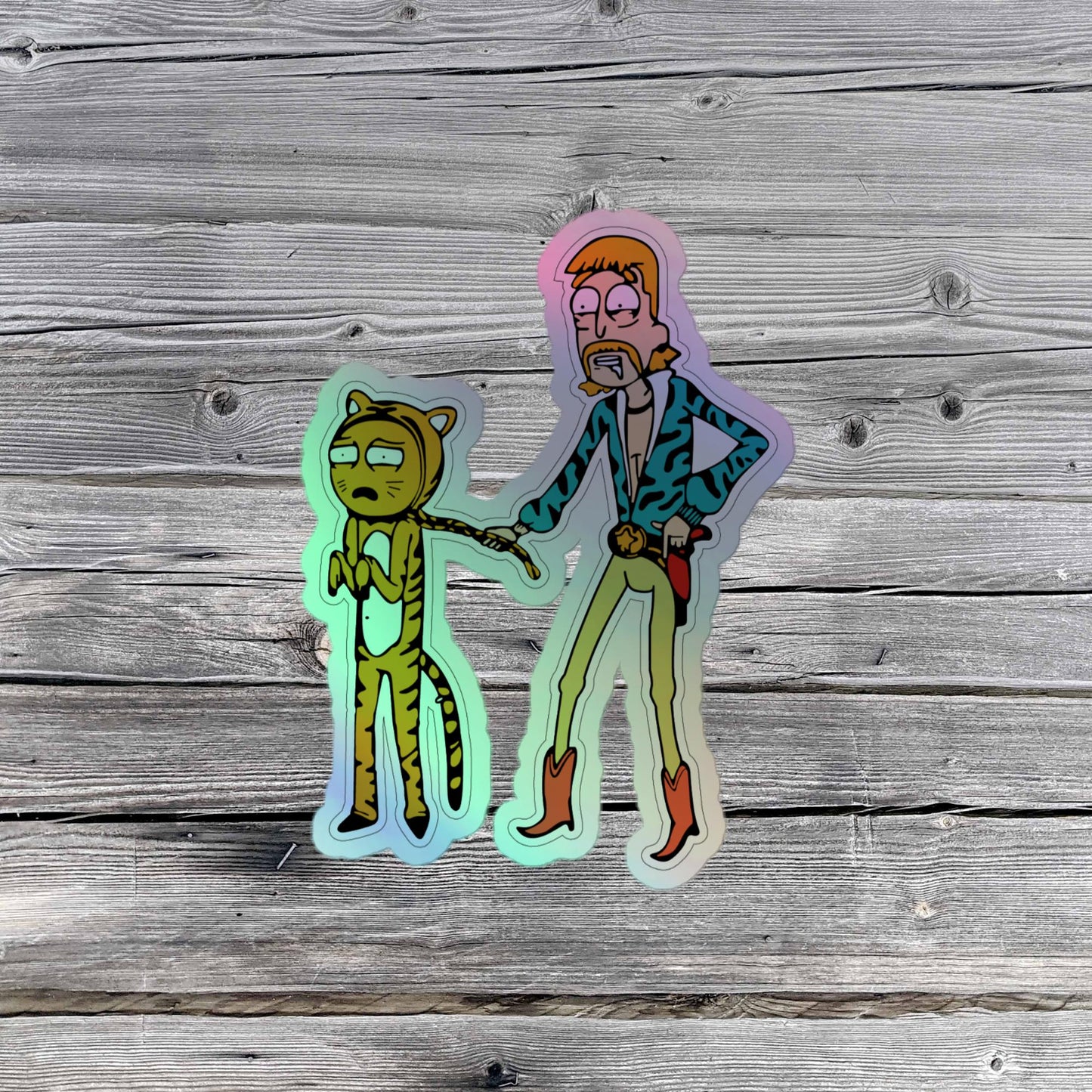 Rick and Morty Joe Exotic Tiger King Parody Sticker - Fun Cartoon Decal