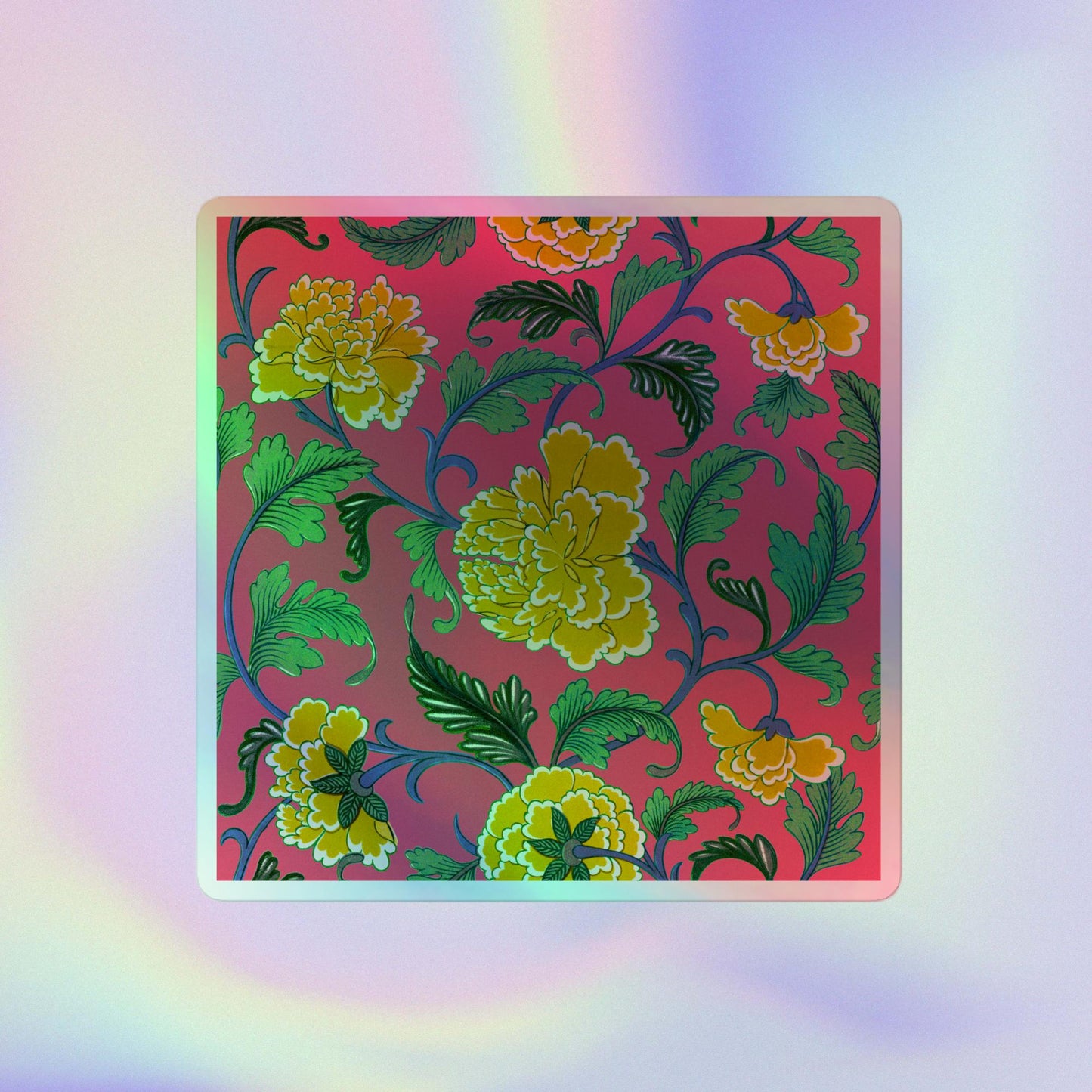 Limited Edition Vintage Floral Holographic Decal - Lush Garden Elegance - luxlabellabs.com