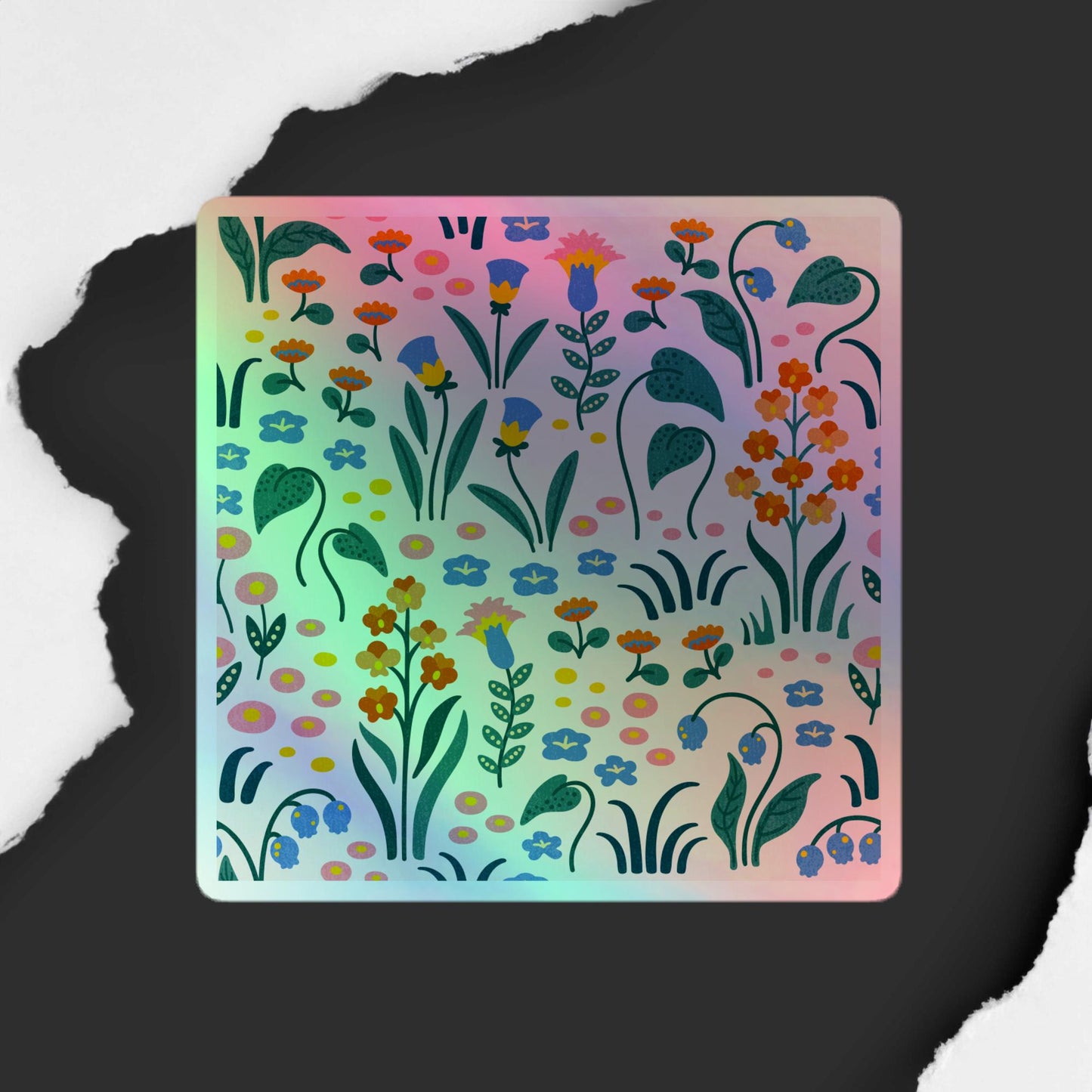 Enchanted Flora Holographic Decal - Limited Edition Vibrant Floral Design