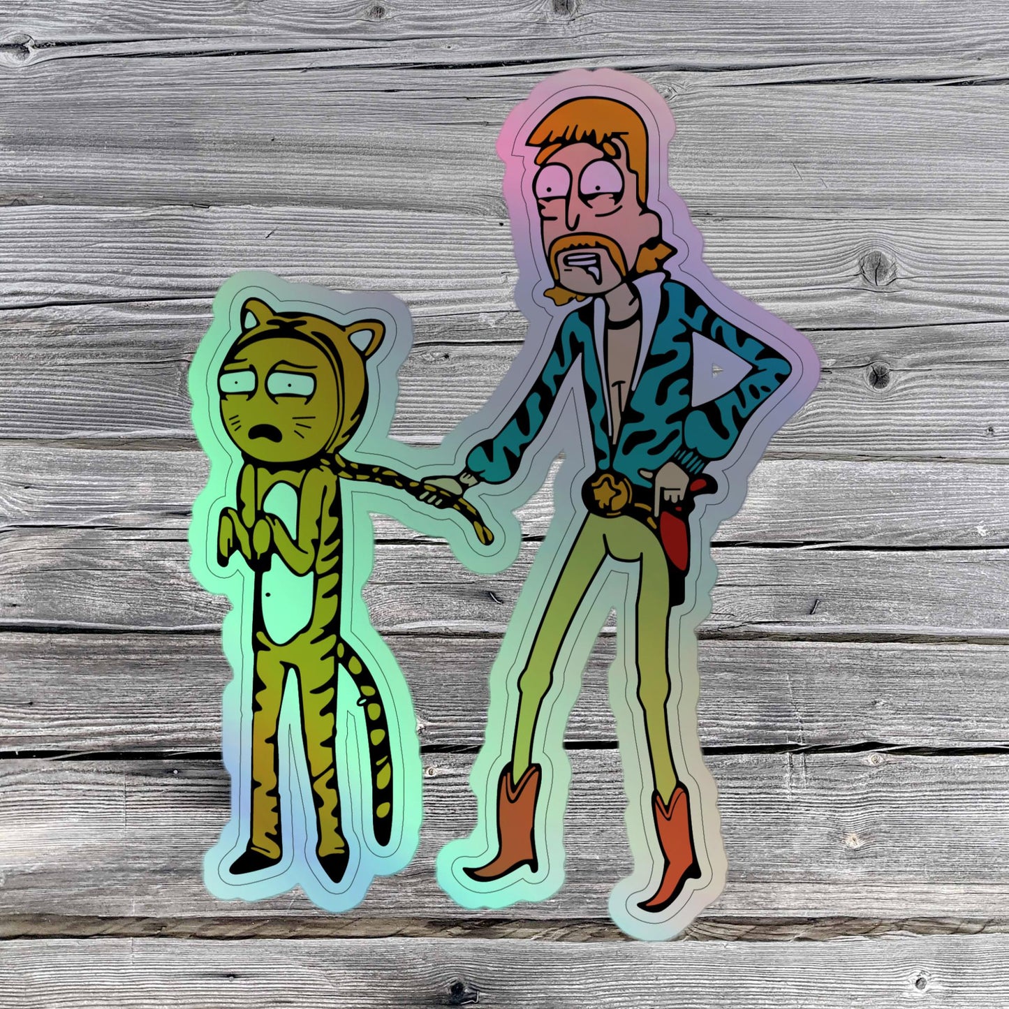 Rick and Morty Joe Exotic Tiger King Parody Sticker - Fun Cartoon Decal