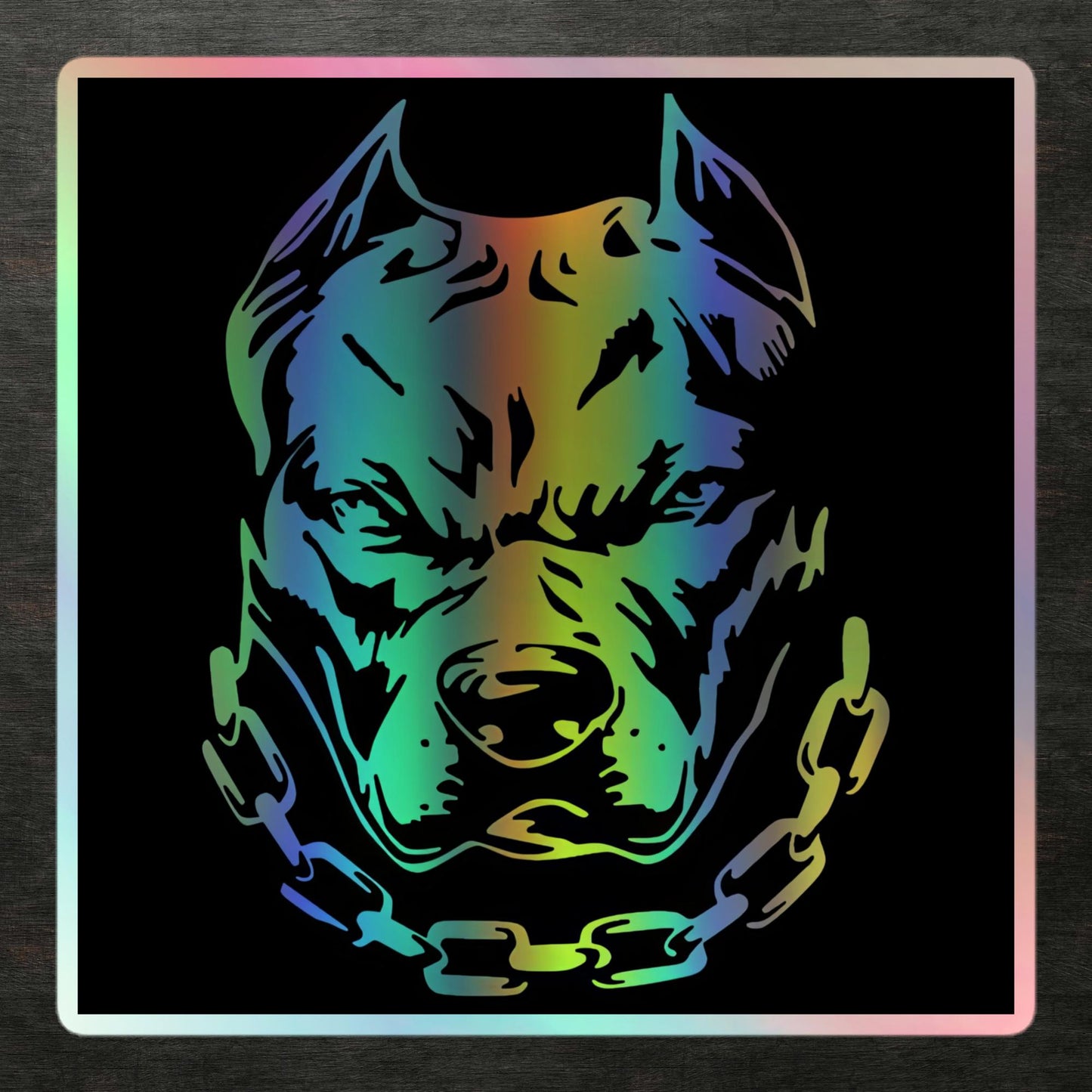 Holographic Pitbull Decal - Durable and Eye-Catching - luxlabellabs.com