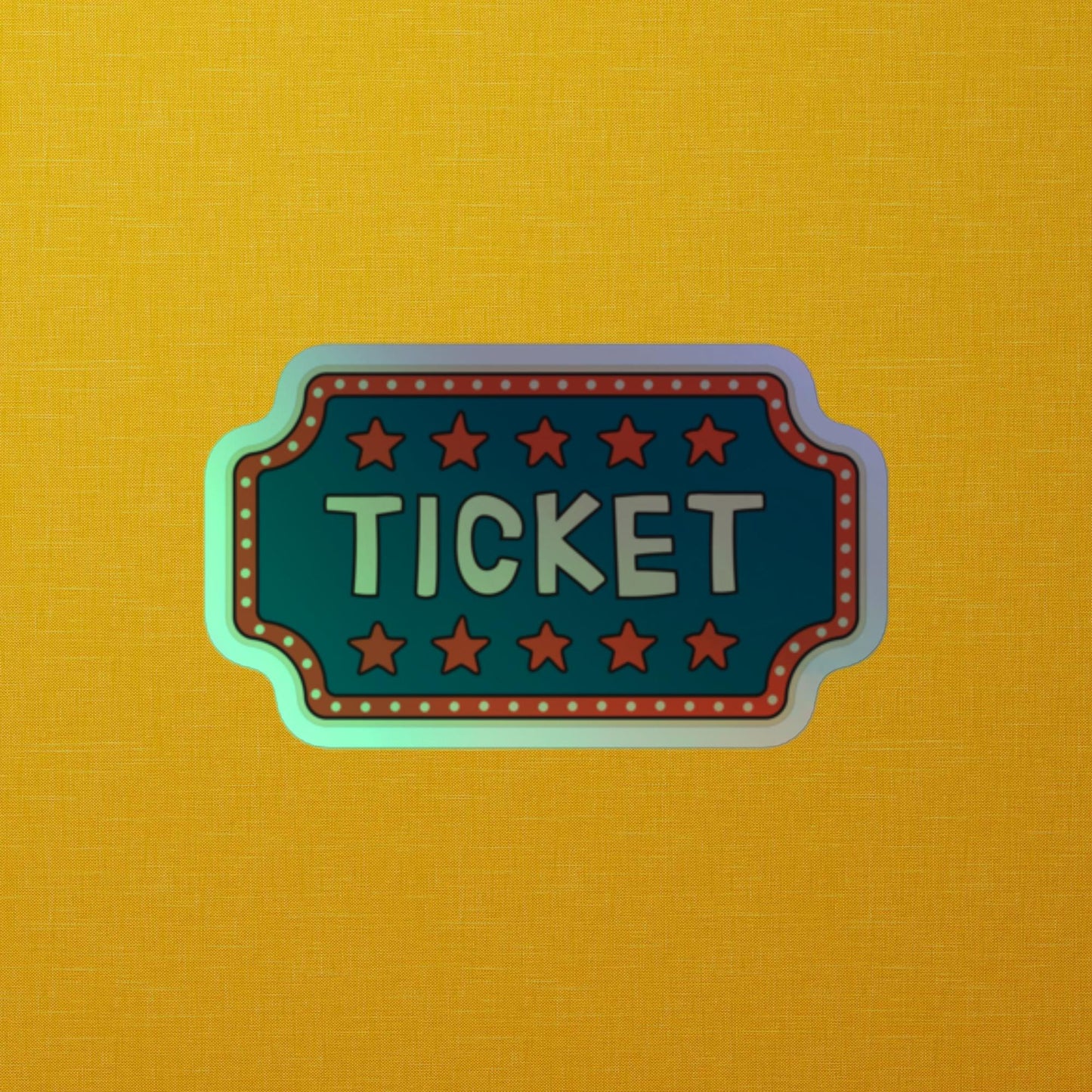 Golden Ticket Decal Holographic Stickers - Sparkling Vinyl with 3D Effect