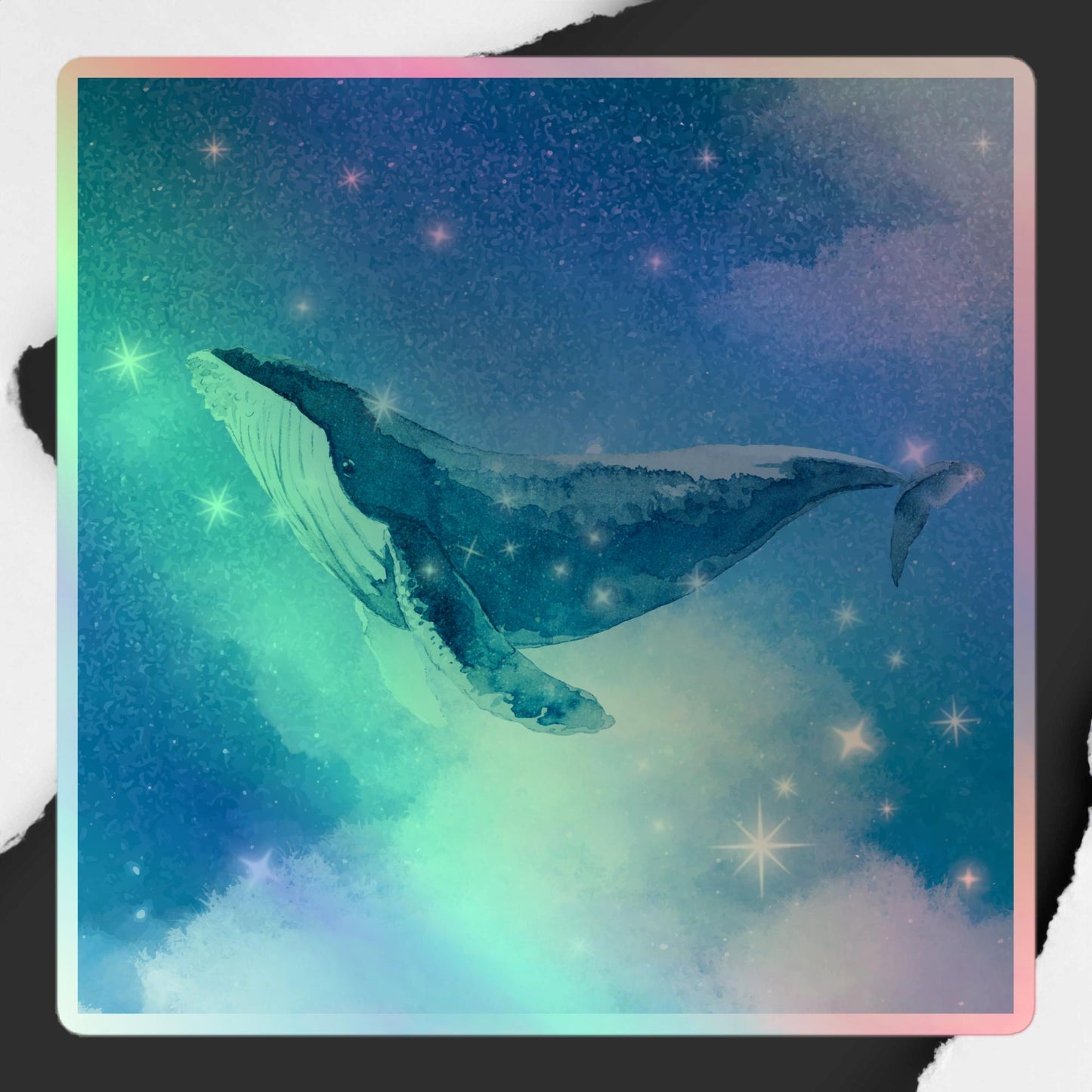 Limited Edition Cosmic Whale Holographic Decal - Stunning Space Design - luxlabellabs.com