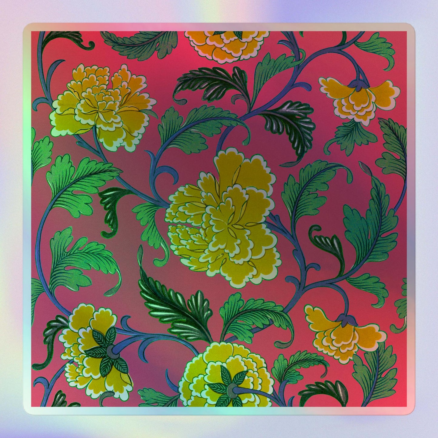 Limited Edition Vintage Floral Holographic Decal - Lush Garden Elegance - luxlabellabs.com