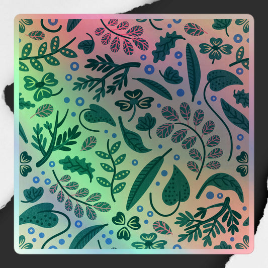 Whimsical Botanical Holographic Decal: Lush Forest Fantasy - Limited Edition