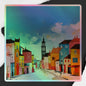 Vibrant Village Holographic Decal - Limited Edition Colorful Streetscape