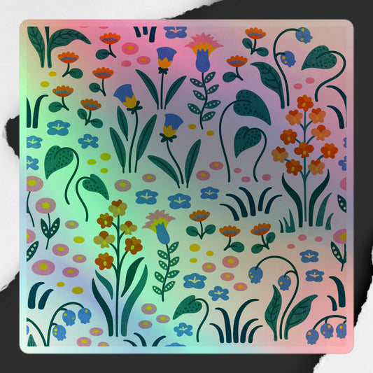 Enchanted Flora Holographic Decal - Limited Edition Vibrant Floral Design