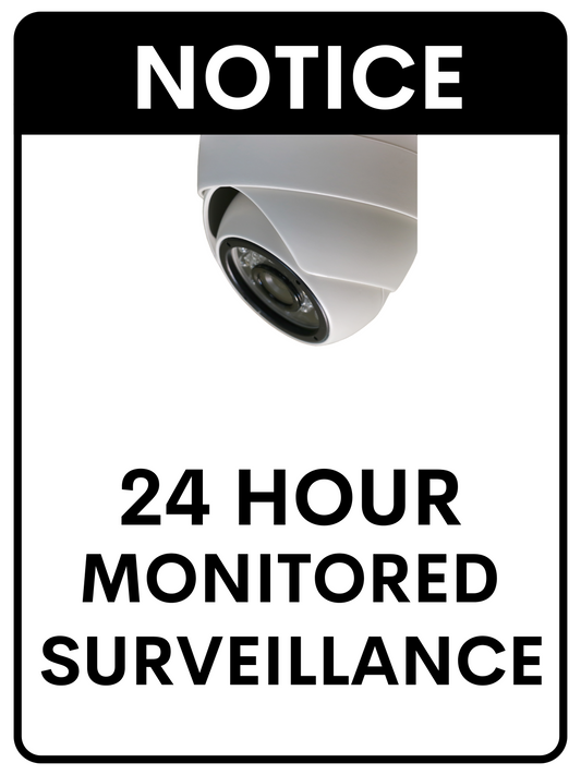 Notice: 24 Hour Monitored Surveillance Sign | High-Visibility Security Camera Warning | Weatherproof Aluminum Sign