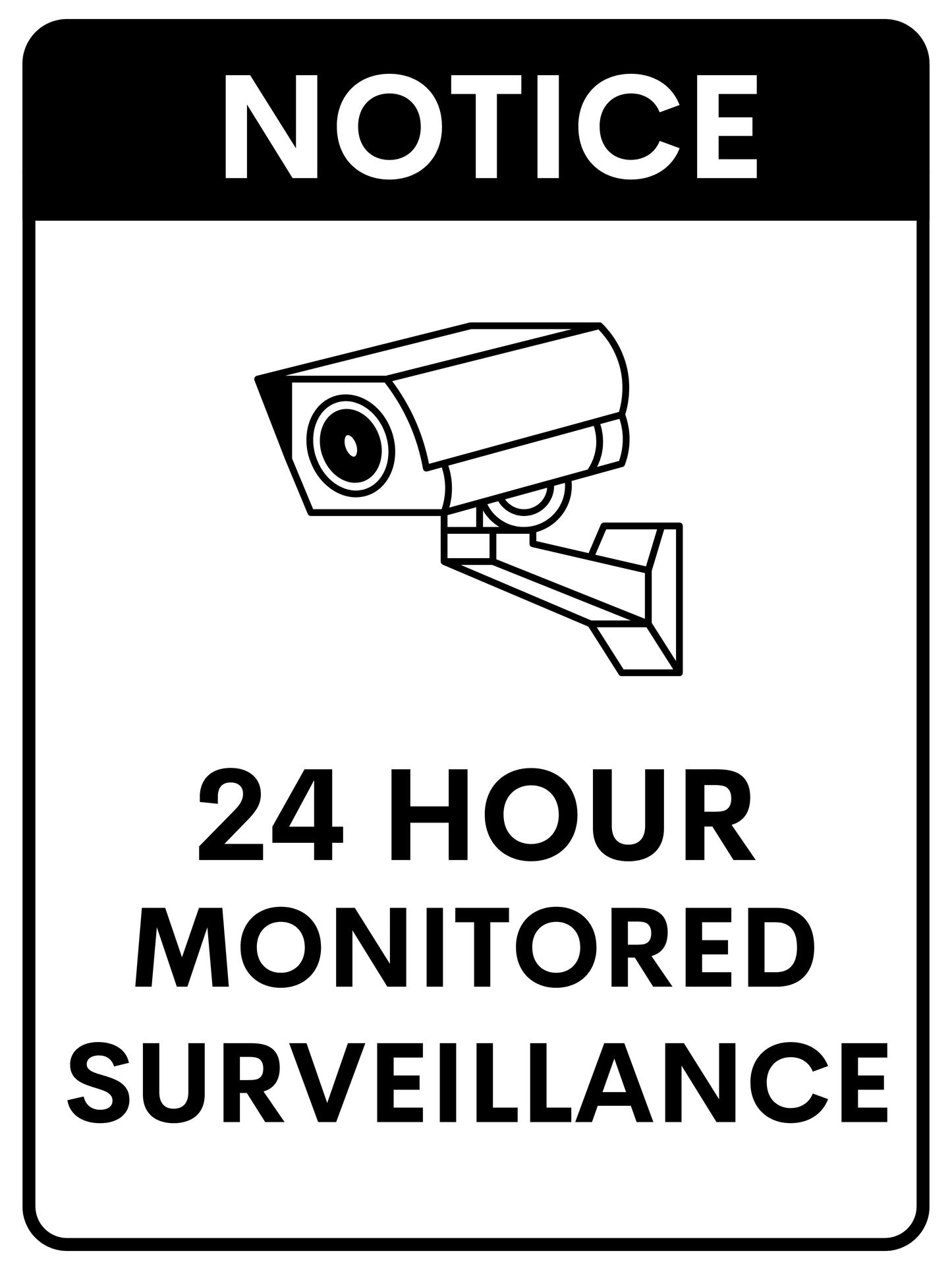 Notice: 24 Hour Monitored Surveillance Sign | Minimalist Security Camera Warning | Durable Aluminum for Outdoor Use - luxlabellabs.com