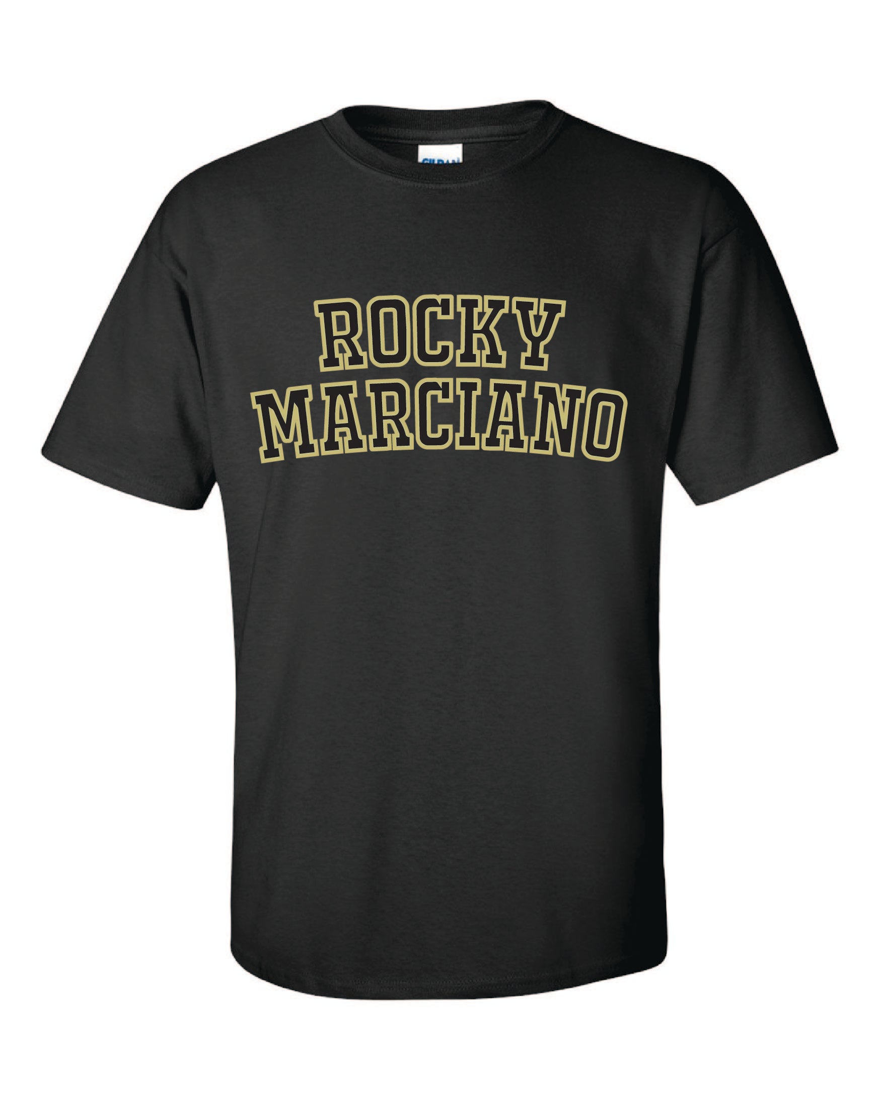 Rocky Marciano Black T-Shirt – Classic Yellow Outline Logo - luxlabellabs.com