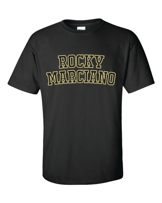 Rocky Marciano Black T-Shirt – Classic Yellow Outline Logo