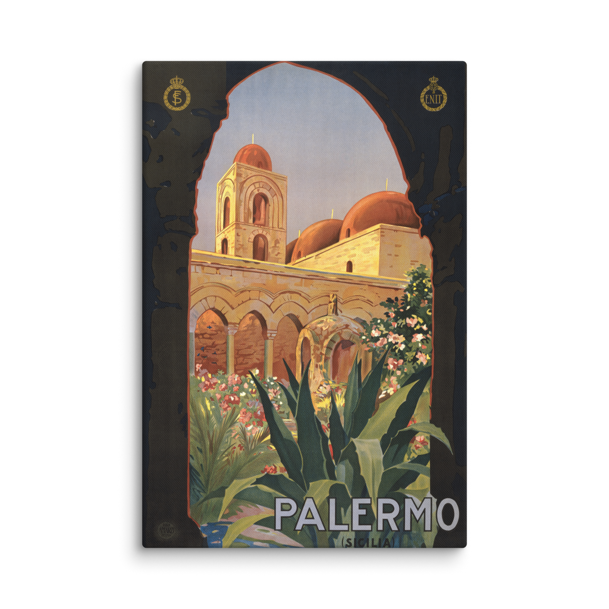 Palermo Sicily Vintage Travel Poster Canvas Art (16" x 24") - luxlabellabs.com