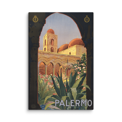 Palermo Sicily Vintage Travel Poster Canvas Art (16" x 24") - luxlabellabs.com