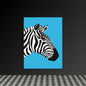 Bold Zebra Profile - Black & White Art on Vibrant Blue Canvas | Modern Wildlife Wall Art | Custom Sizes