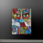 Abstract Cat Portrait - Colorful Geometric Art on Canvas | Modern Feline Wall Decor | Custom Sizes Available - luxlabellabs.com