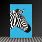 Bold Zebra Profile - Black & White Art on Vibrant Blue Canvas | Modern Wildlife Wall Art | Custom Sizes