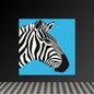 Bold Zebra Profile - Black & White Art on Vibrant Blue Canvas | Modern Wildlife Wall Art | Custom Sizes