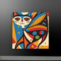 Colorful Abstract Cat - Vibrant Modern Art on Canvas | Playful Feline Wall Decor - luxlabellabs.com