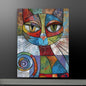 Abstract Cat Portrait - Colorful Geometric Art on Canvas | Modern Feline Wall Decor | Custom Sizes Available - luxlabellabs.com